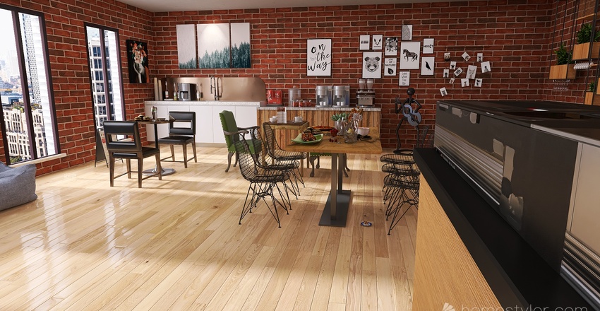 Cafe 3d design renderings