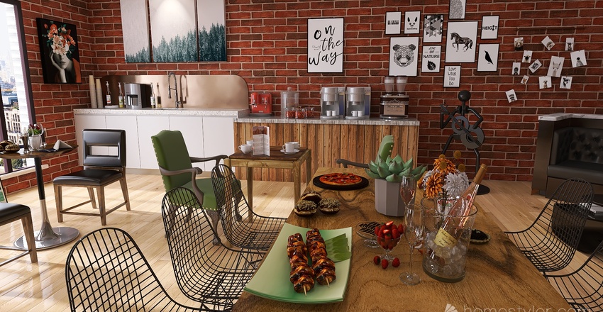 Cafe 3d design renderings