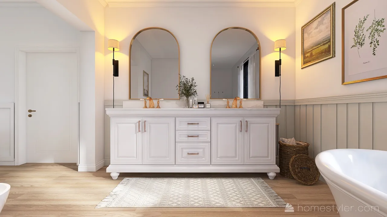 Farmhouse MasterBathroom 3d design renderings