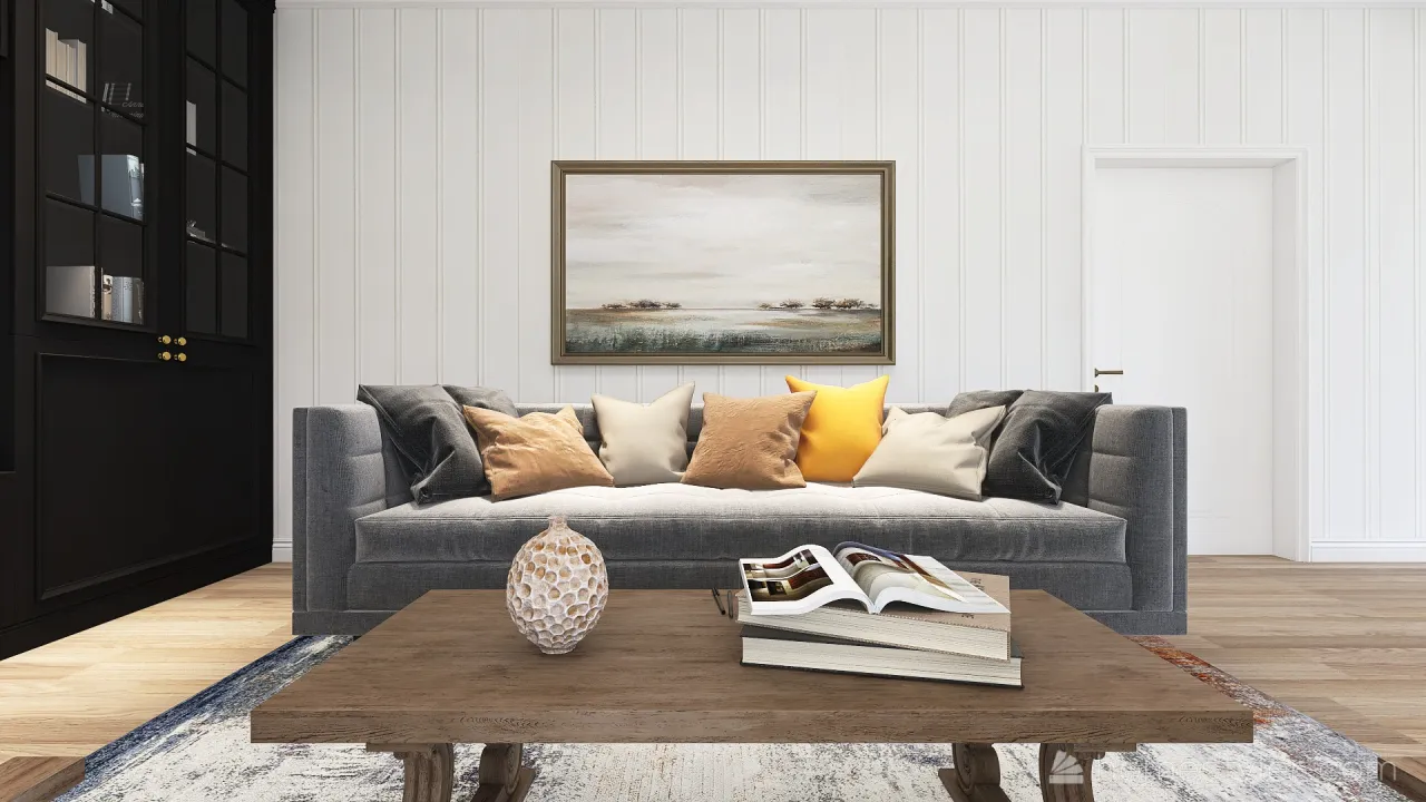 Farmhouse Lounge 3d design renderings