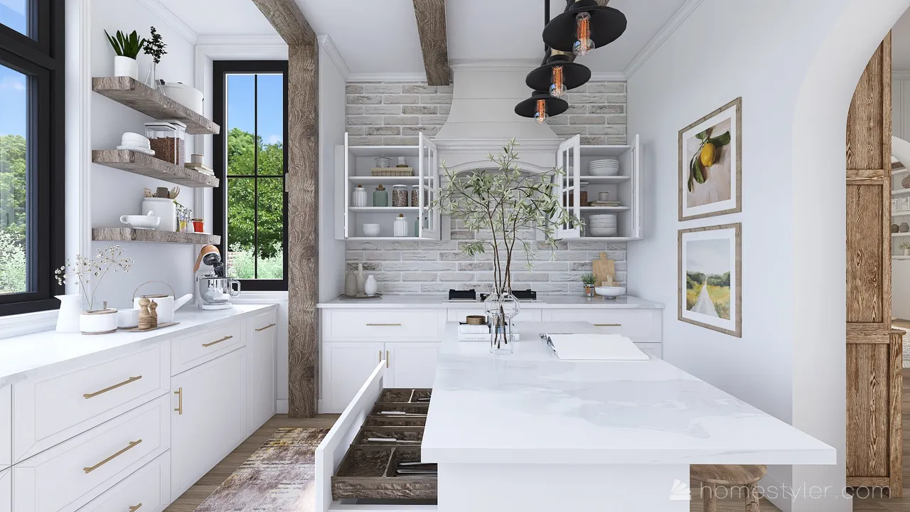 Farmhouse Kitchen 3d design renderings