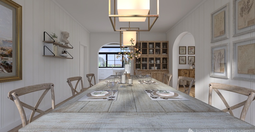 Farmhouse Dining Room 3d design renderings