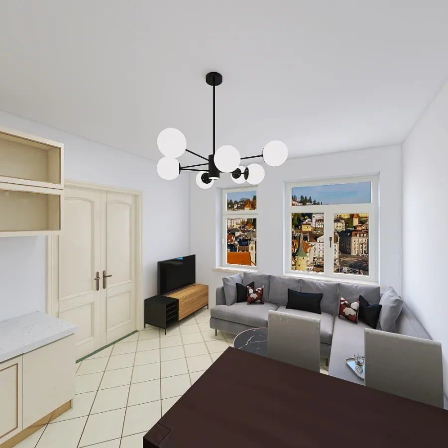 Obývák a kuchyň 3d design renderings