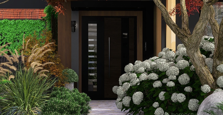 #Cottage_villa_High_ceiling_2_storeys.With landscaping 3d design renderings