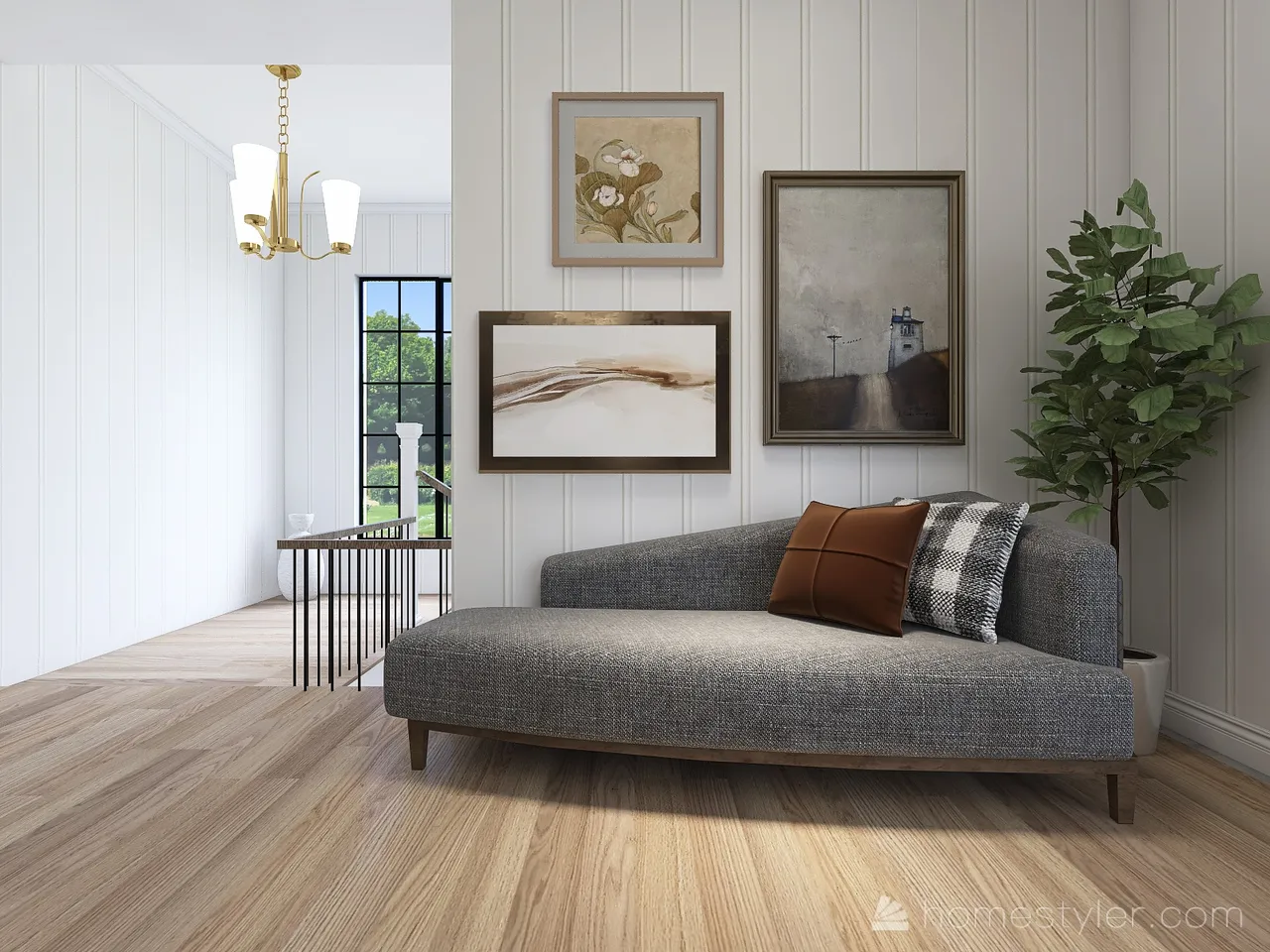 Farmhouse Lounge 3d design renderings