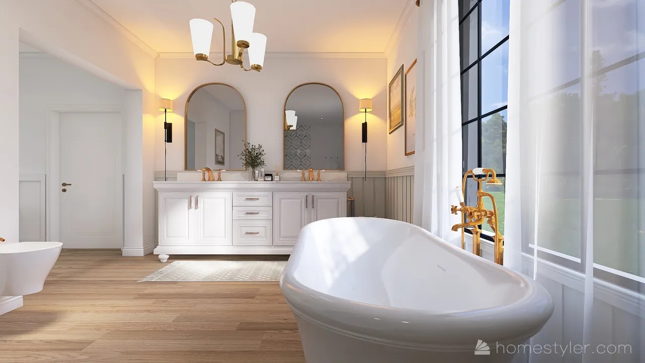 Farmhouse MasterBathroom 3d design renderings