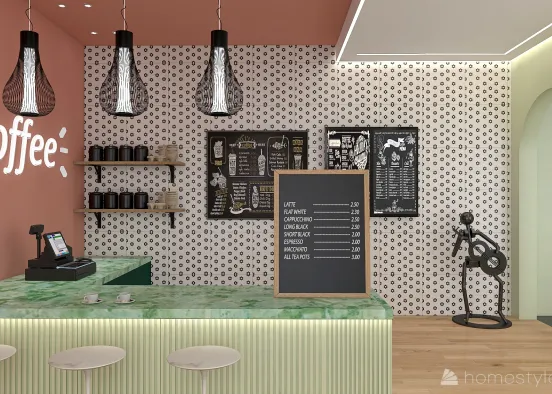 #CafeContest- Pastel coffee bar Design Rendering