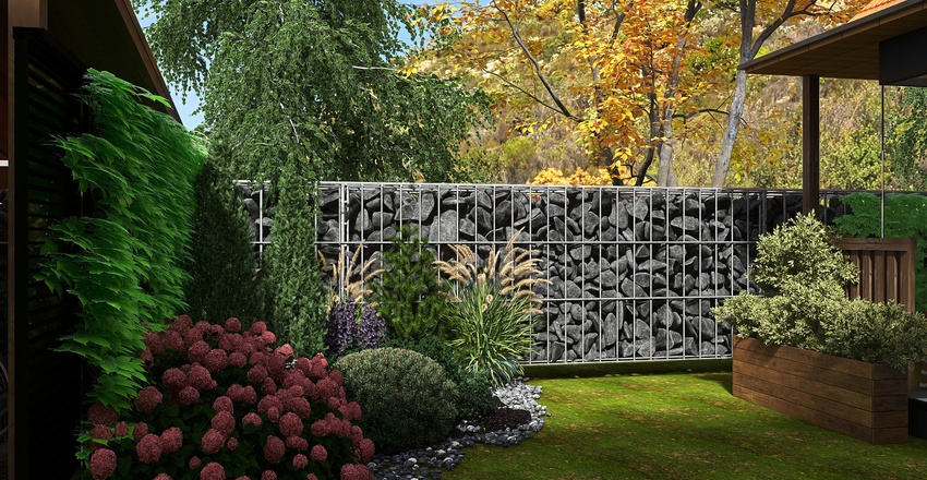#Cottage_villa_High_ceiling_2_storeys.With landscaping 3d design renderings