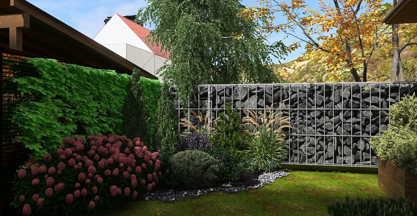 #Cottage_villa_High_ceiling_2_storeys.With landscaping 3d design renderings