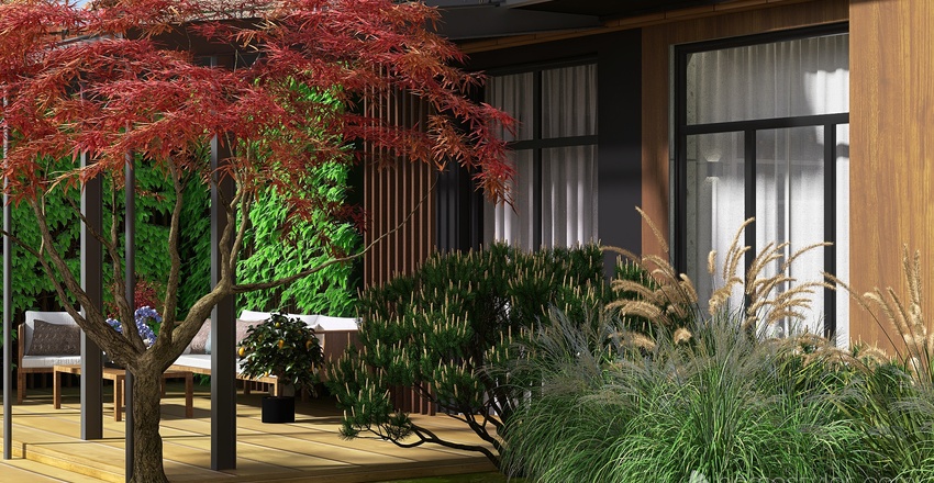 #Cottage_villa_High_ceiling_2_storeys.With landscaping 3d design renderings