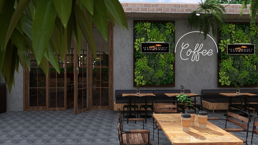 Open-air coffe house 3d design renderings