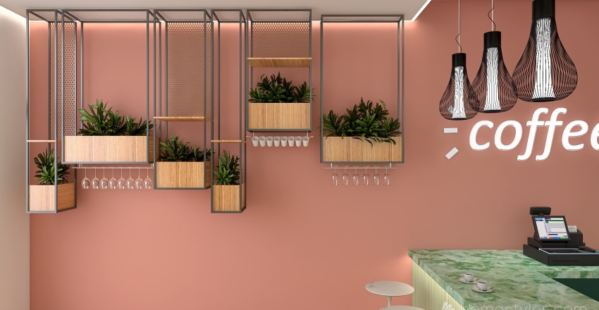 #CafeContest- Pastel coffee bar 3d design renderings