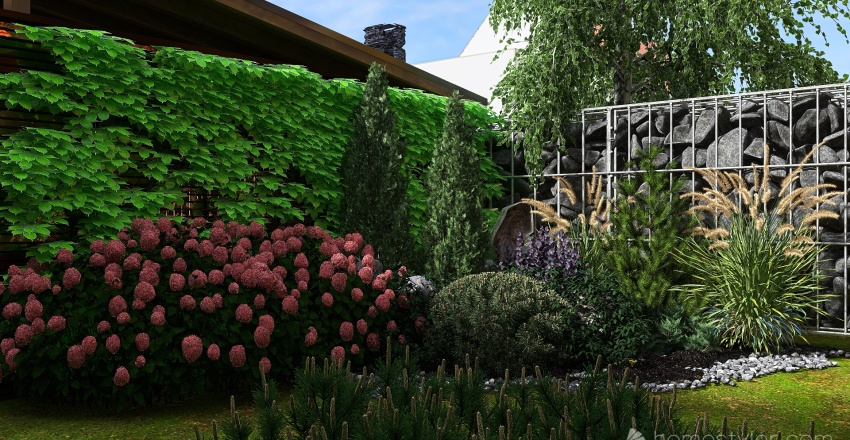 #Cottage_villa_High_ceiling_2_storeys.With landscaping 3d design renderings