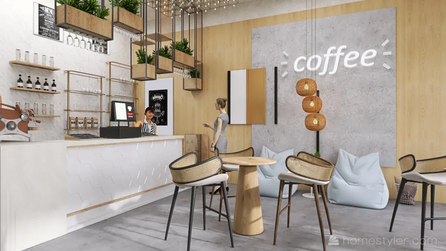 #CafeContest  cozy and fresh coffee shop 3d design renderings