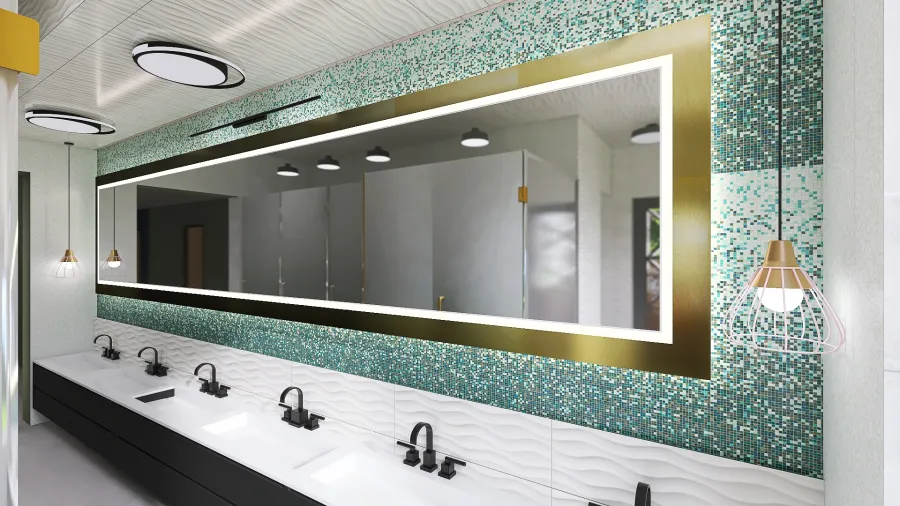 Women's Community Restroom 3d design renderings