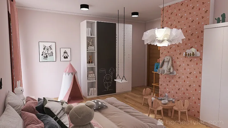 Justynka pokój dziecka 1 3d design renderings