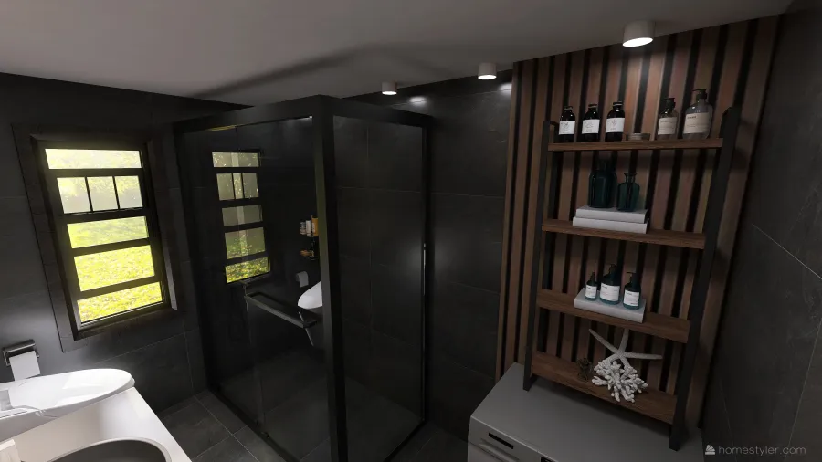 BLACK BATHROOM 3d design renderings