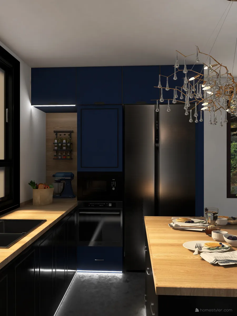 KITCHEN WITH AN ISLAND 3d design renderings