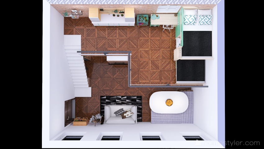 #MiniLoftContest - Brooklyn Dorm for 2 - Industrial Farmhouse 3d design picture 39.78