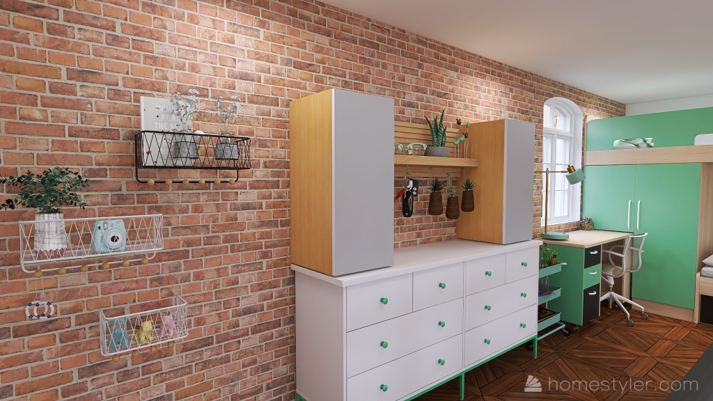#MiniLoftContest - Brooklyn Dorm for 2 - Industrial Farmhouse 3d design renderings