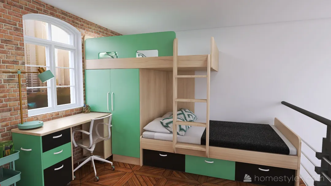 #MiniLoftContest - Brooklyn Dorm for 2 - Industrial Farmhouse 3d design renderings