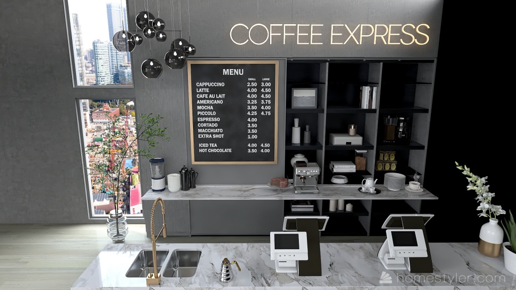 #CafeContest- Central City Coffee Express 3d design renderings