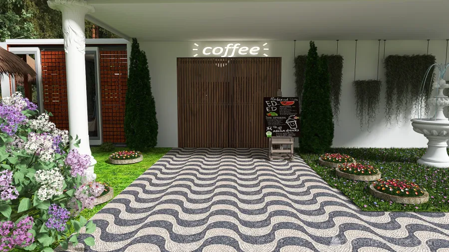 #CafeContest - Garden Cafe and Bar 3d design renderings