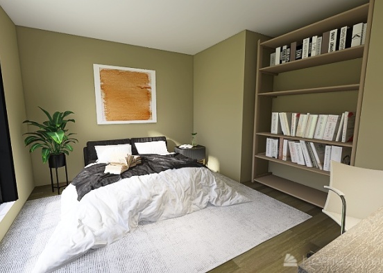 Booklover bedroom Design Rendering