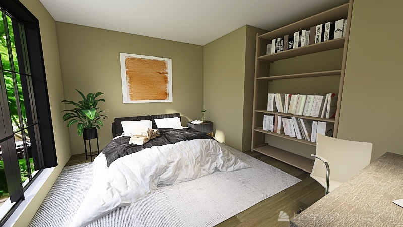 Booklover bedroom 3d design renderings