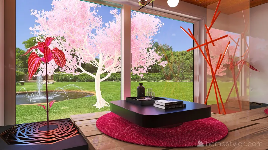 #CafeContest    Sakura Cherry coffee & Drinks Shop 3d design renderings