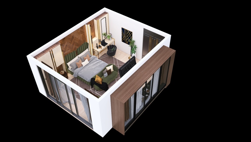 Luxury Bedroom - Green Accents 3d design picture 33.26