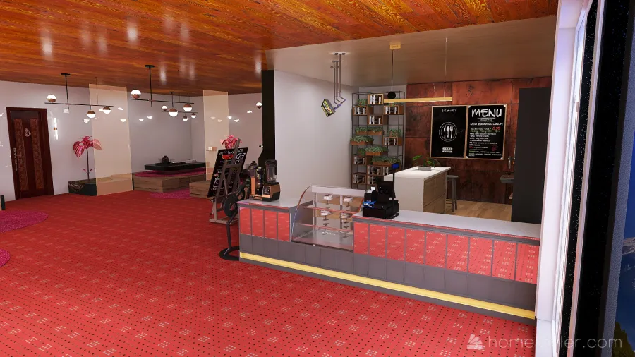 #CafeContest    Sakura Cherry coffee & Drinks Shop 3d design renderings