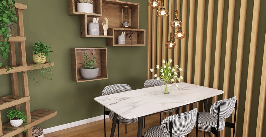 Kitchen & Living Room 3d design renderings