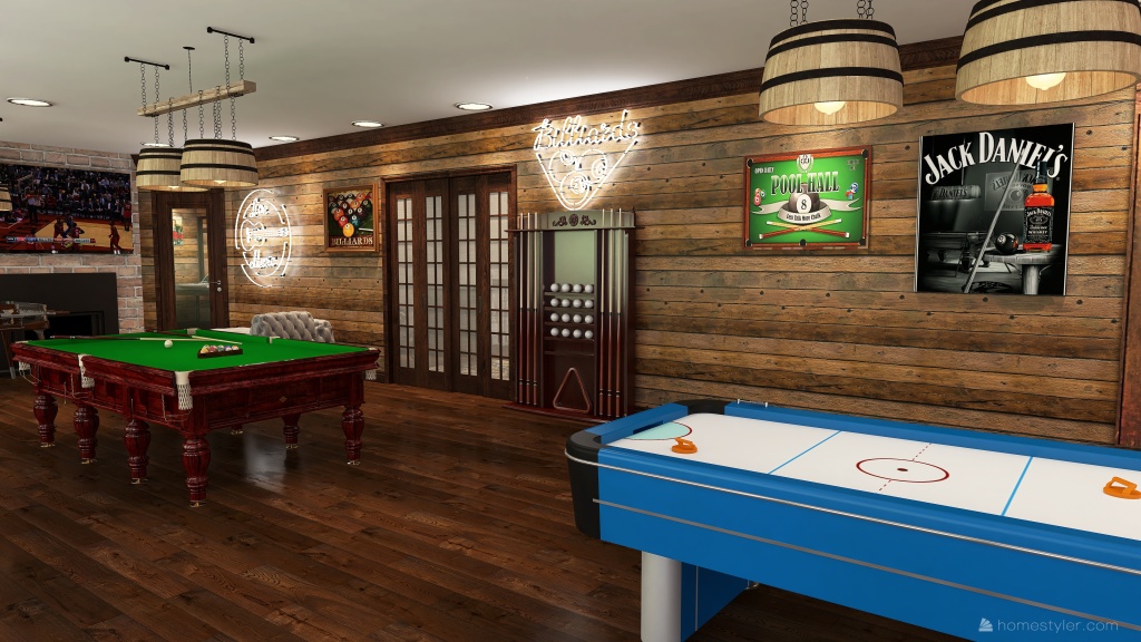 Game Room 3d design renderings