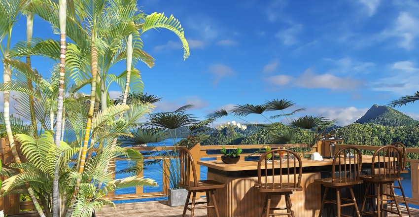 #Cafecontest Tropical cafe 3d design renderings