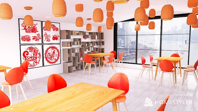 Asian Sushi Bar 3d design renderings