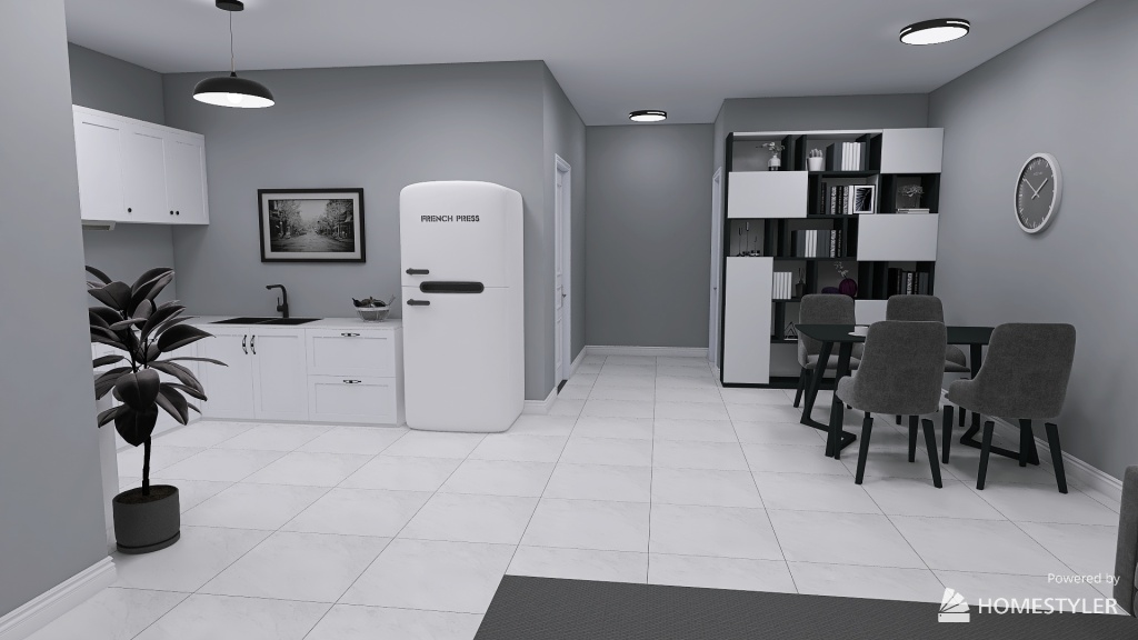 b/w living room 3d design renderings