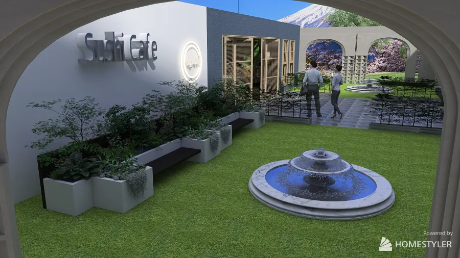 #CafeContest  Himalayan Sushi Café 3d design renderings