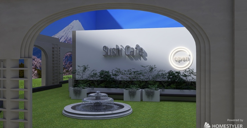 #CafeContest  Himalayan Sushi Café 3d design renderings