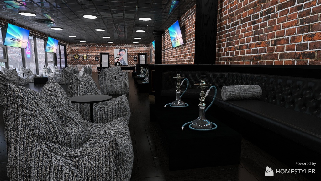 Hookah Lounge 3d design renderings