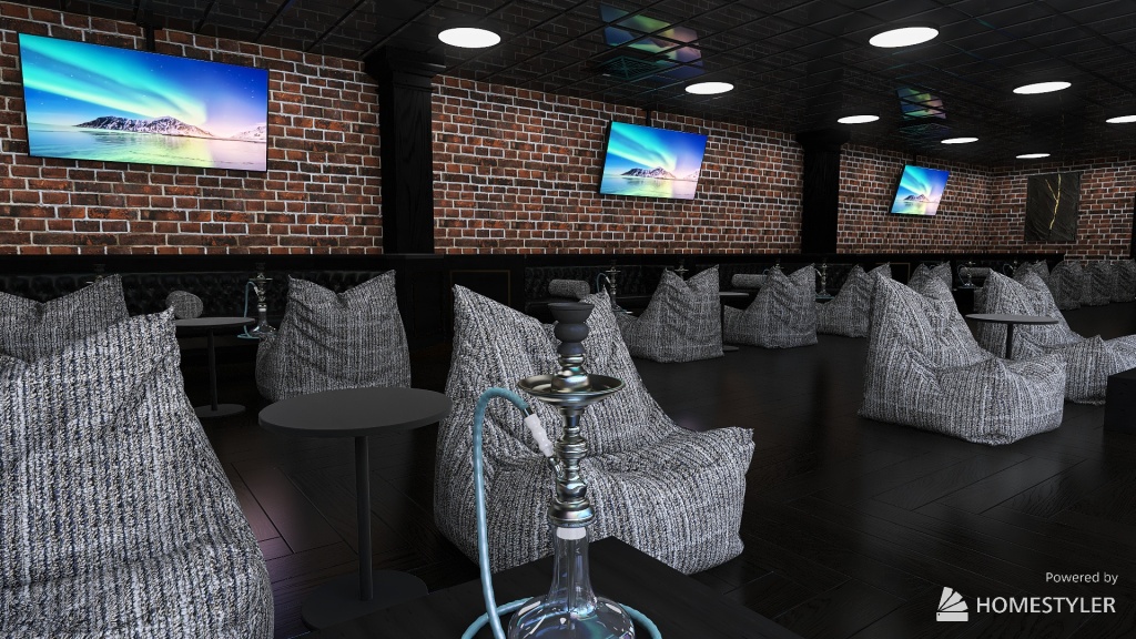 Hookah Lounge 3d design renderings
