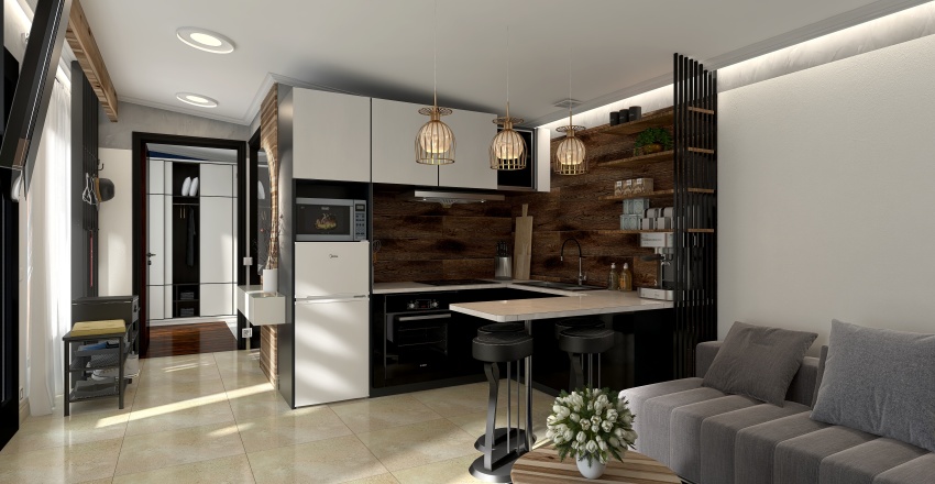 Farmhouse Вітальня / кухня 3d design renderings
