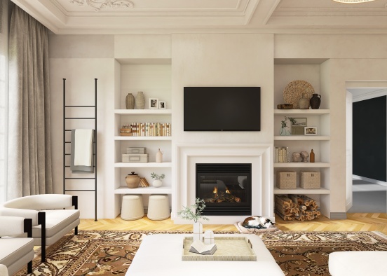 Bohemian Modern Living Room Design Rendering