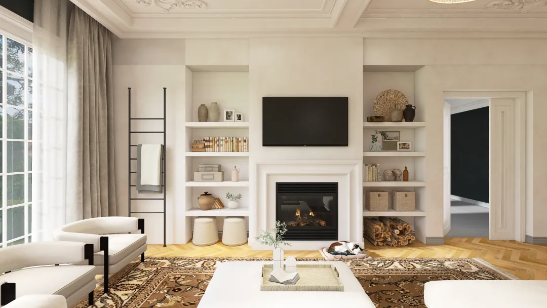 Bohemian Modern Living Room 3d design renderings
