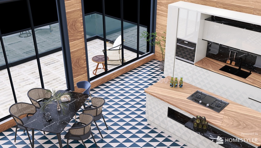 Encaustic cement tile in kitchen 3d design picture 89.32