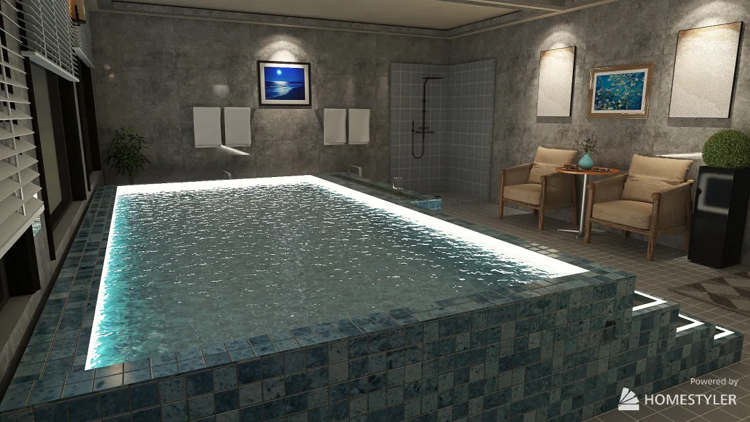 Indoor Swimming Pool 3d design renderings