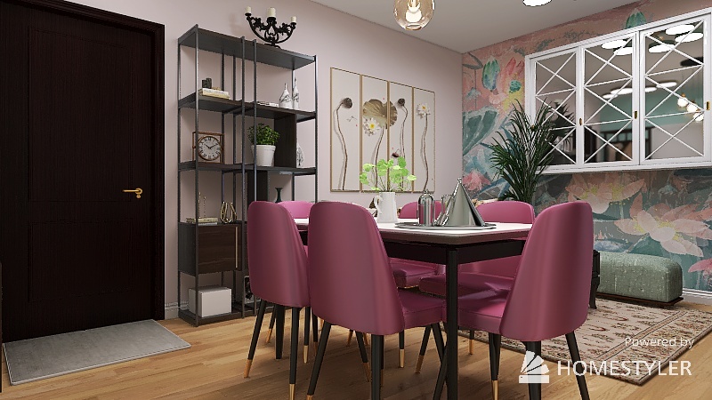 Прихожая, Гостиная и Кухня 3d design renderings