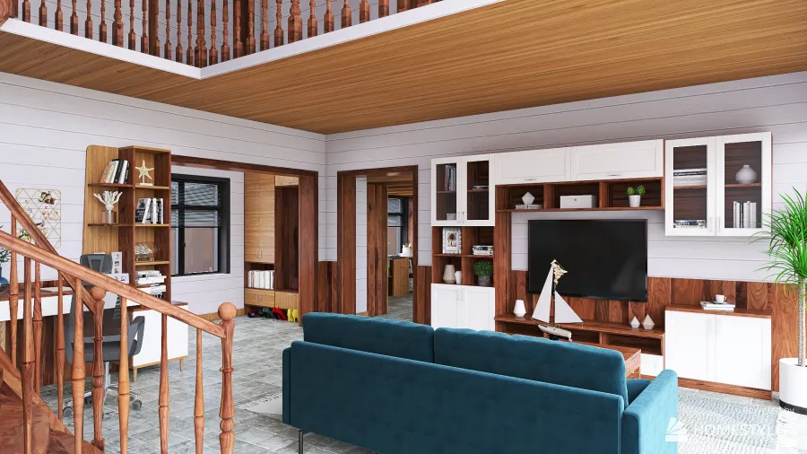 Bohemian Living Room 3d design renderings
