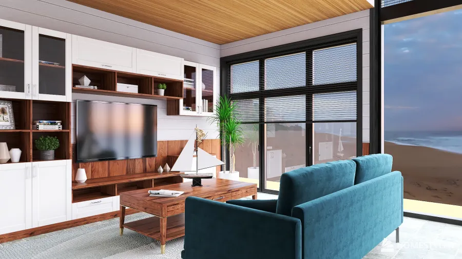 Bohemian Living Room 3d design renderings