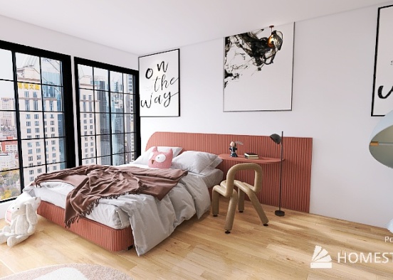 New York Girl's Bedroom Design Rendering